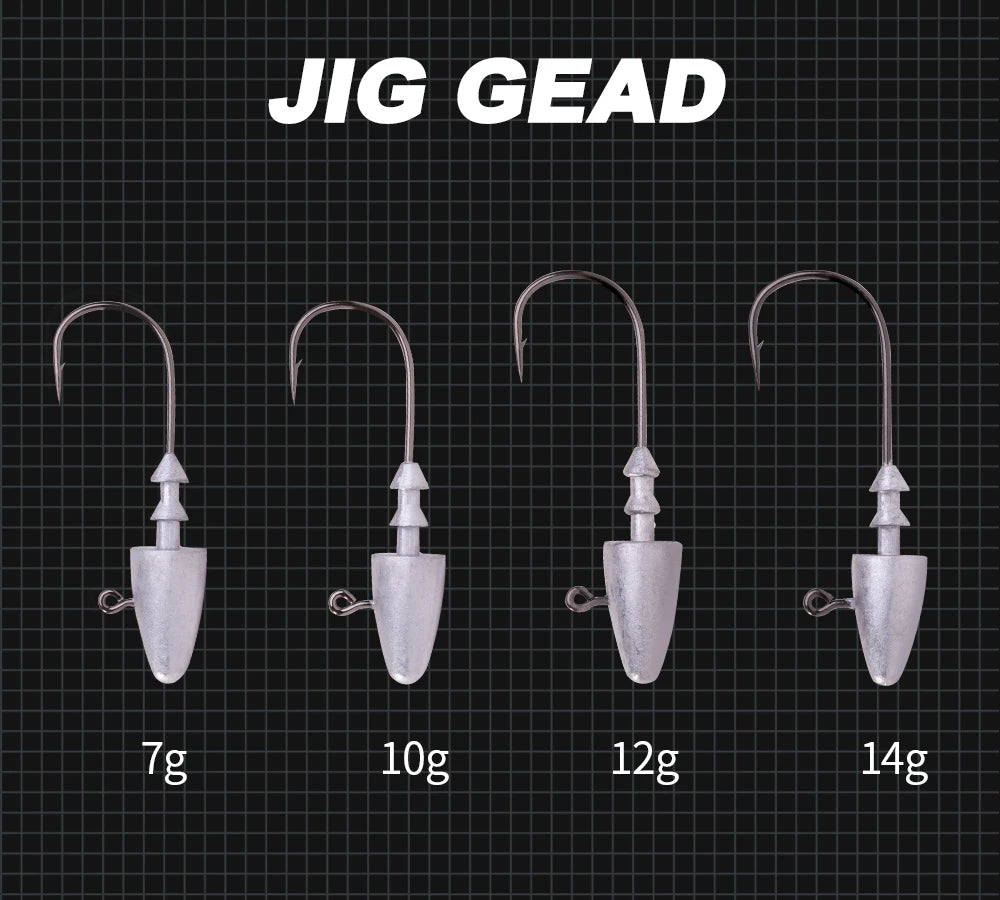 Hunthouse 7g 10g 12g 14g Dart Jig Head Fishing Hook Soft Lure High Carbon Steel Fishhooks Jig Heads For Fishing Bait Hooks