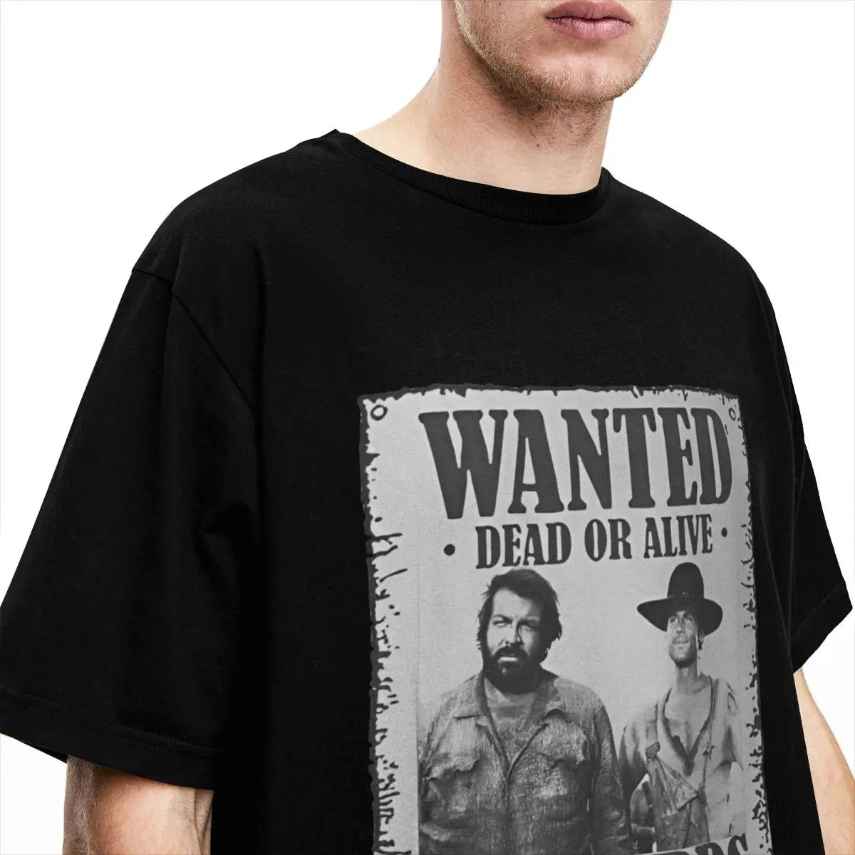 Bud Spencer Terence Hill Wanted Lo Chimavano Epic Movie T-Shirt Actor T Shirts Cotton Tshirt For Men Short Sleeves Casual Tops