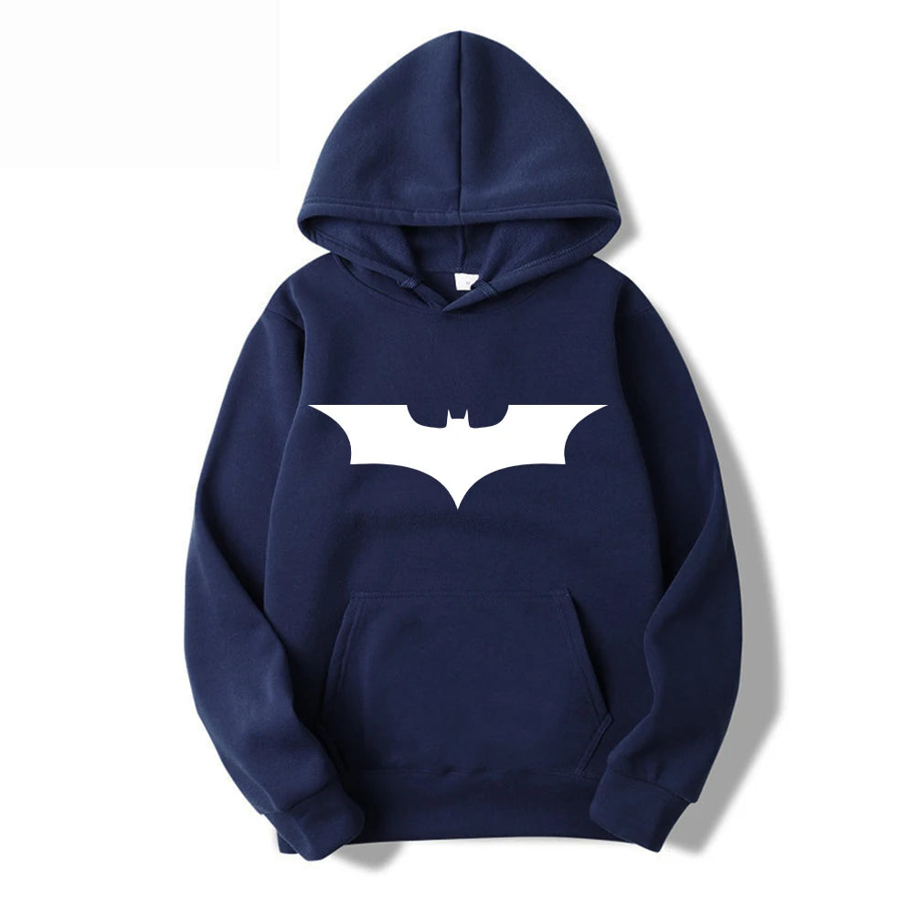 Men's hoodie and bat logo: Fashionable and comfortable hooded sweatshirt, a fan of heroes
