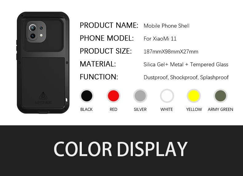 Love Mei Aluminum Metal Case For Xiaomi Mi 14 13 11 10 Pro Mi11 Cover Powerful Armor Shockproof Life Waterproof Case Capa Funda