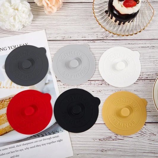 Mugs Lid With Convex Handle Silicone Glass Cup Cover Dustproof Heat-Resistant Cup Lid Universal Round Mug Sealed Cap Pantry