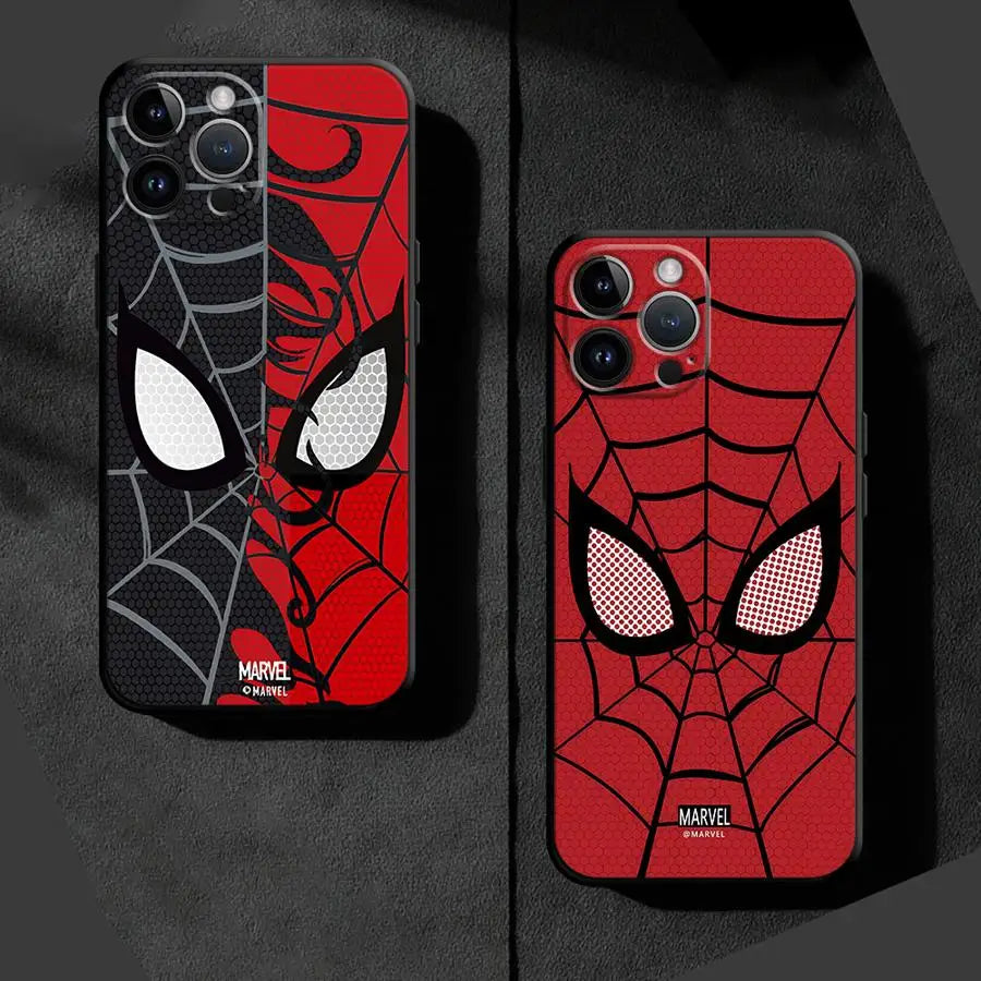 Marvel Spiderman Phone Case for iPhone 14 Pro 11 Pro 15 ProMax XS Max 7 8 Plus 13 Mini 12 16 SE XR Black Soft Cover