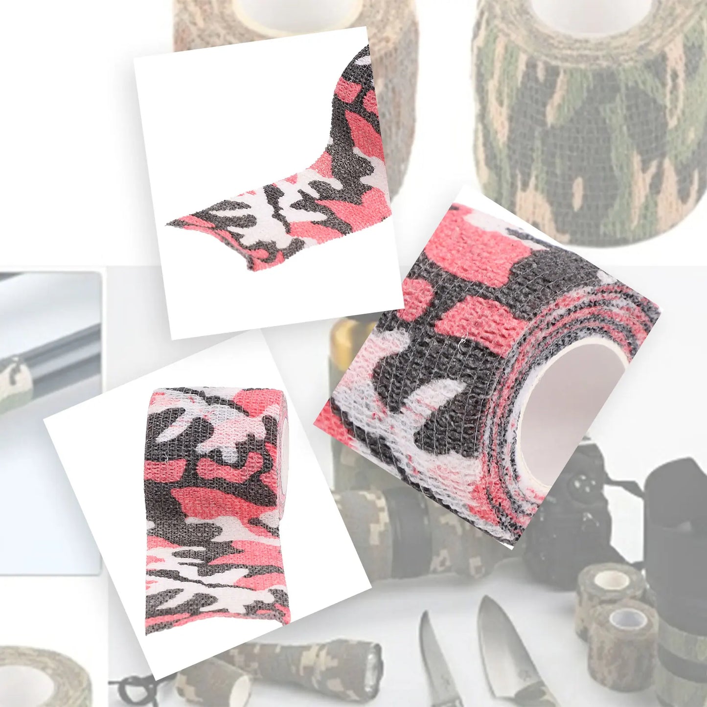 Hand Tool Camo Form Reusable Self Cling Camo Hunting Rifle Provide Insulation Fabric Tape Wrap Polyester Camouflage Equipment