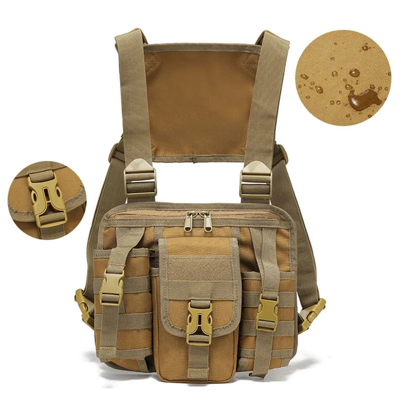 Men's Fishing Chest Bag Tactical Molle Lures Waist Pack Outdoor Hiking Climbing Backpack Large Sports Hunting Vest Fanny Pack