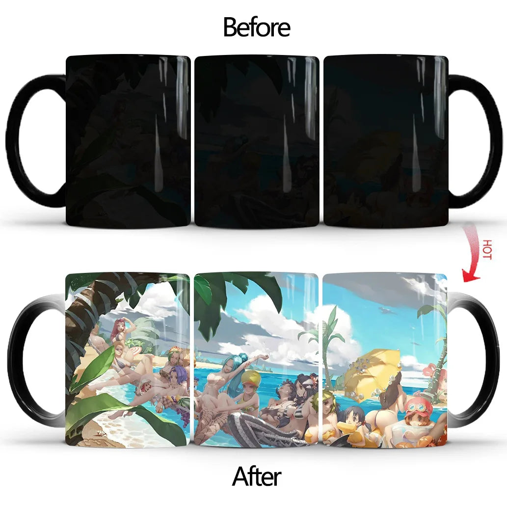 Anime Sexy Bikini Girls Color Changing Mugs Beauty Ceramic Magic Mug Erotic Heat Sensitive Coffee Cup Eroticism Tea Cup Novelty
