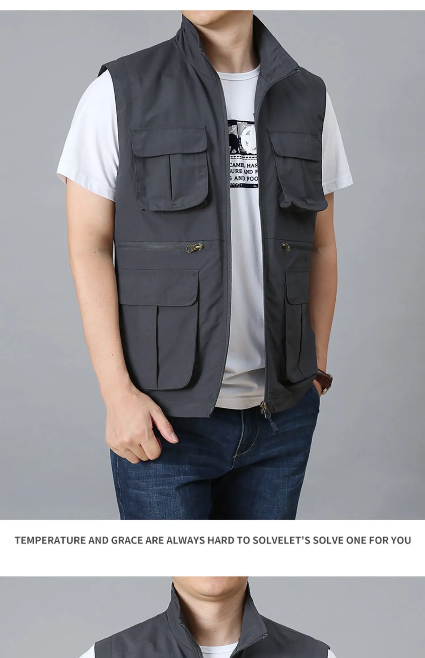 Tactical Vest For Men Golf Hunting Large Size Men's Camping Sleeveless Jacket Multi-pocket Work Padded Luxury MAN Clothing Denim