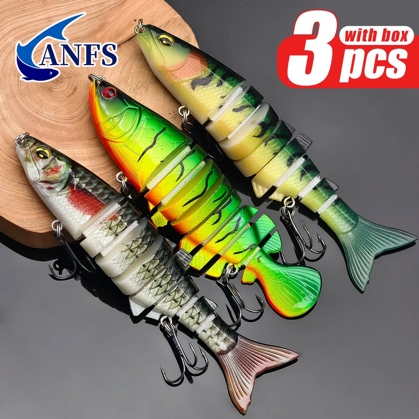 ANFS Fishing Lure Kit of 3piece, Jointed Bait Fishing Lures Assorted Design with Storage Box, Cool Fishing Stuff for Angler