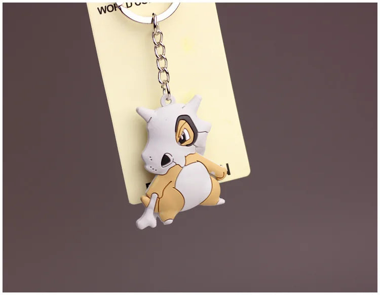 TAKARA TOMY Anime Pokemon Key Chain The Backpack PVC Metal Cubone Gengar Rapidash Abra Porygon Keychain Childrens Toy