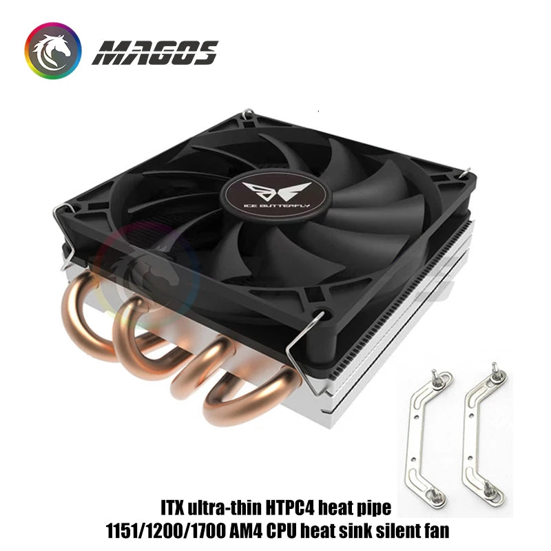 CPU Cooler for Mini ITX Case Ultra-thin Z39 4 HeatPipe CPU Radiator Support AMD/Intel Desktop Cabinet PC Air Cooing Fan 4Pin PWM