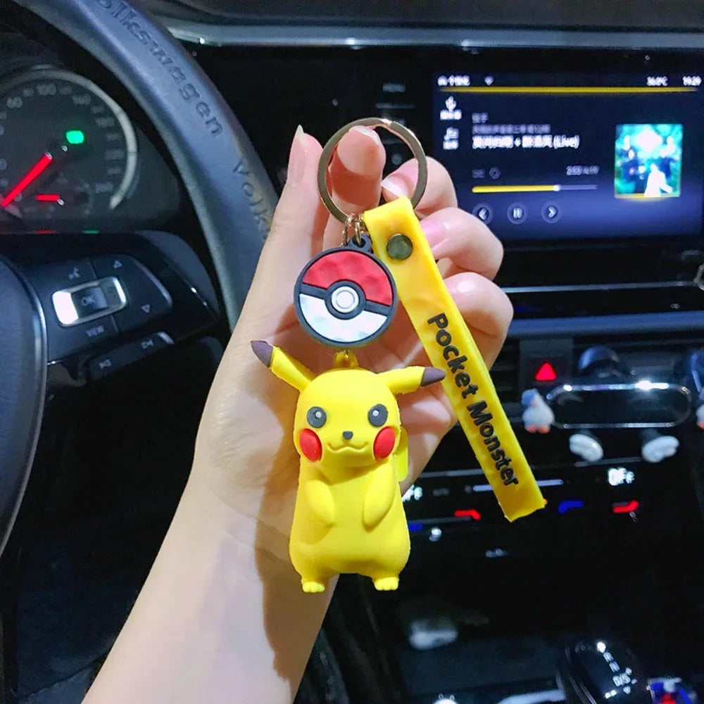 New Pokemon Pikachu Keychain Anime Cartoon Key--Chain Charmander Psyduck Fashion Keyring Pendant Accessories Toys--Kids Gifts
