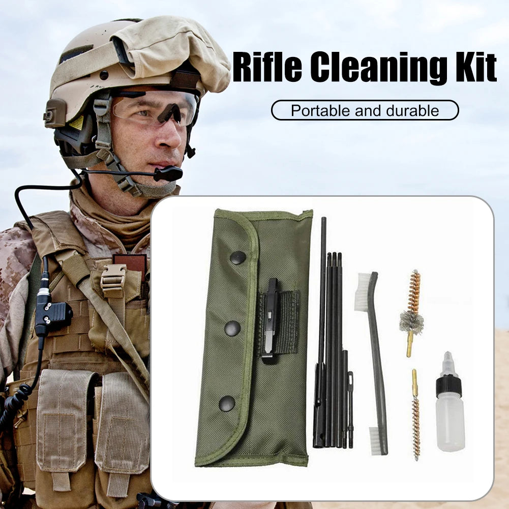 Rifle Gun Cleaning Kit 10 Piece .22cal 5.56mm Cleaning Brush Rod Nylon Pouch Airsoft Shotgun Pistol Cleaner for 223 22LR Hunting