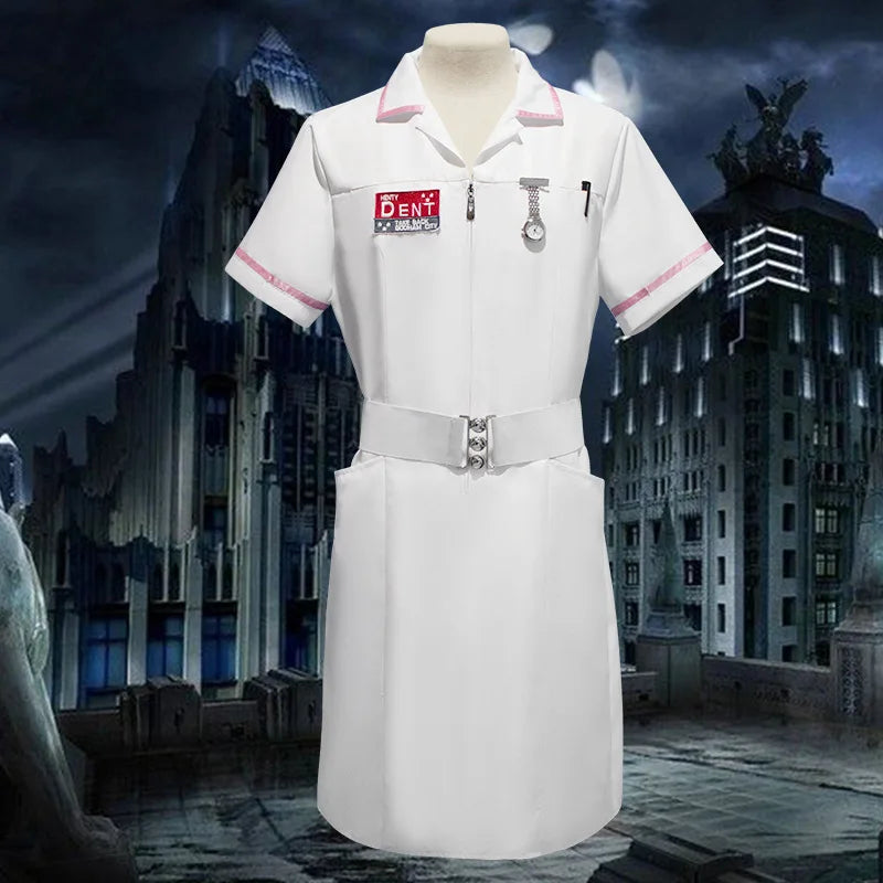 Movie Joker Cosplay Jack Nurse Costume Uniform Cosplay Scary Bat Joker Dress Pocket Watch Pen Halloween Cos Set