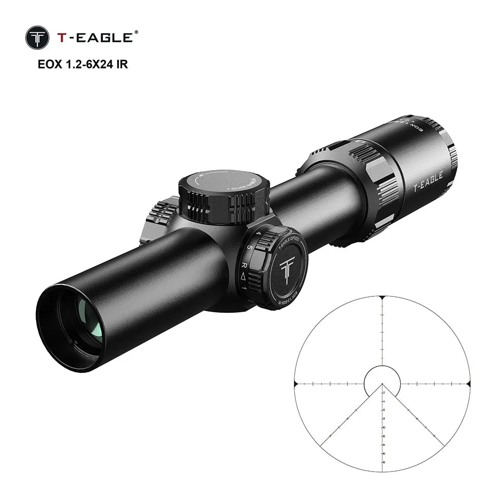 T-EAGLE EOX 1.2-6X24 IR Tactical Riflescope Hunting Spotting Rifle Scope Optical Collimator Air Gun Airsoft PCP Sight