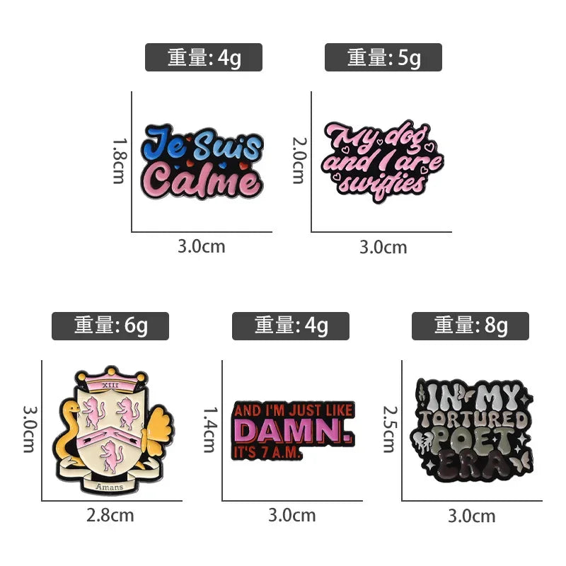 Pop Music Singer Lyrical Music Lyrics Enamel Pin In My Tortured Poet Creative Custom Brooch Lapel Badge Jewelry Gift For Friend