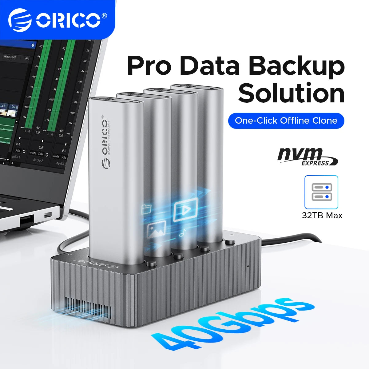 ORICO USB4 40Gbps M.2 NVMe SSD Clone Docking Station 4 Bay 2 Bay offline clone  SSD enclosure for Internal SSD Duplicator