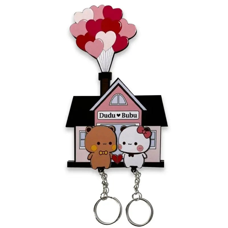 Key Holder Cute Couple Keychain Hanger Wall Home Decor Keyring Pendant Acrylic Nomagnetic Refrigerator Sticker Key Storager Gift