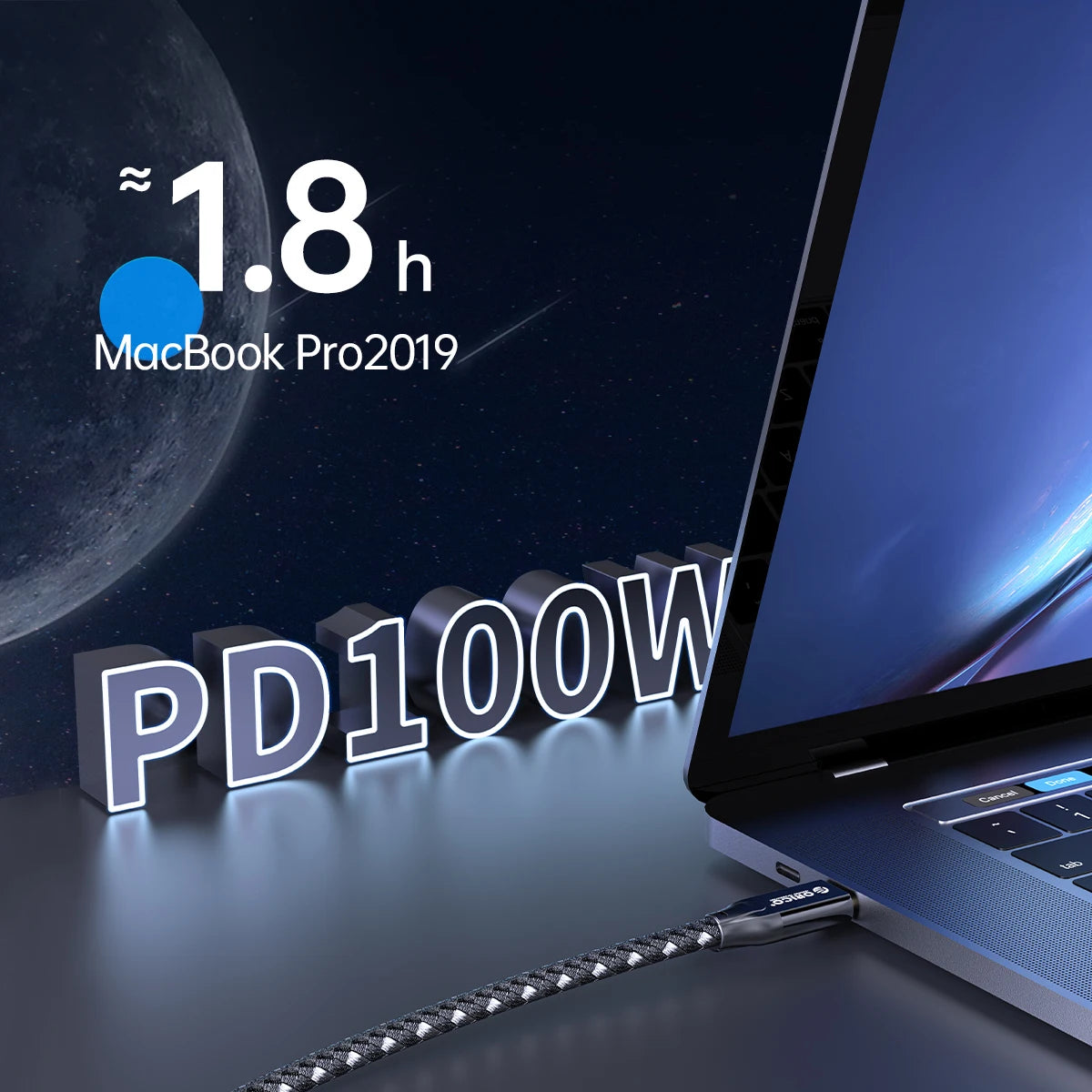 ORICO 5m 20Gbps USB C Cable PD100W Fast Charger Cord USB3.2 Gen 2 HD 4K@60Hz Video Braided with E-mark for Laptop MacBook