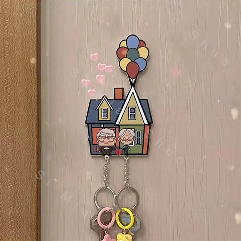 Wall-Mounted Key Holder House Couple Keychain Hanger Shared Keychains Up Movie Key Holder Jigsaw Key Ring Holder Christmas Gift