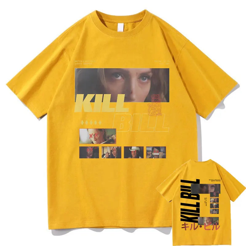 Classic Vintage Action Movie Kill Bill Double Sided Print T-shirt Quentin Tarantino T Shirts Men Women Casual Oversized Tshirt