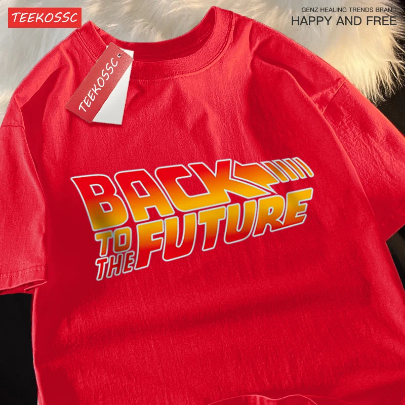 Back To The Future Movie Logo T-Shirt Men Women Cartoons Cotton Short Sleeve Shirt Summer Tshirt Hip Hop Breathable Clothing