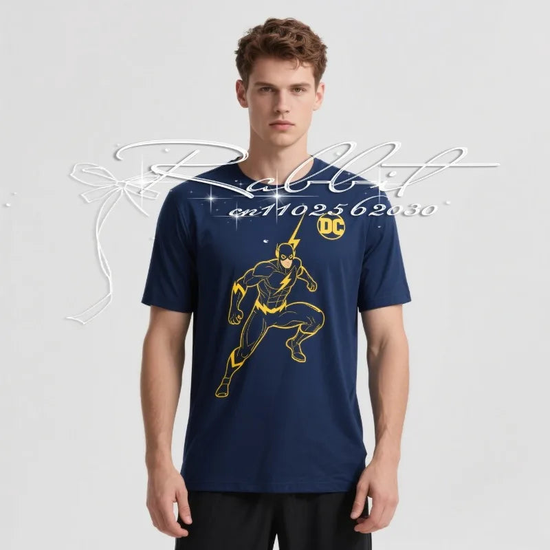 2025 New DC Universe Classic Superhero Flash 3D Printed Sports Quick Drying T-shirt for Men's Youth Casual Loose T-shirt
