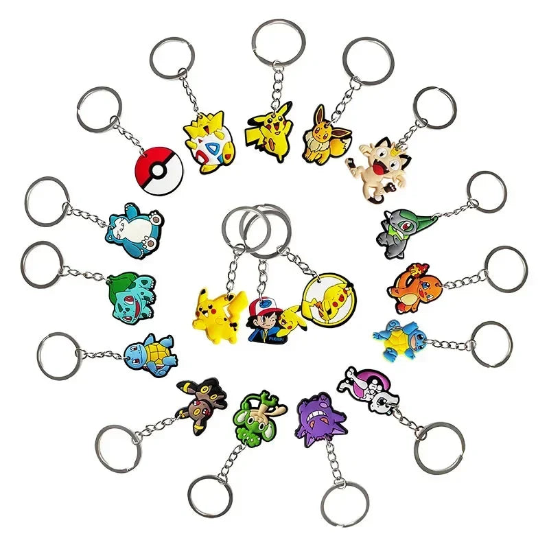 Cartoon Pokemon Pikachu Keychain Silicone Funny Keyring Bag Pendant Couple Car Keyholder Creative Bag Charm Accessories Gift