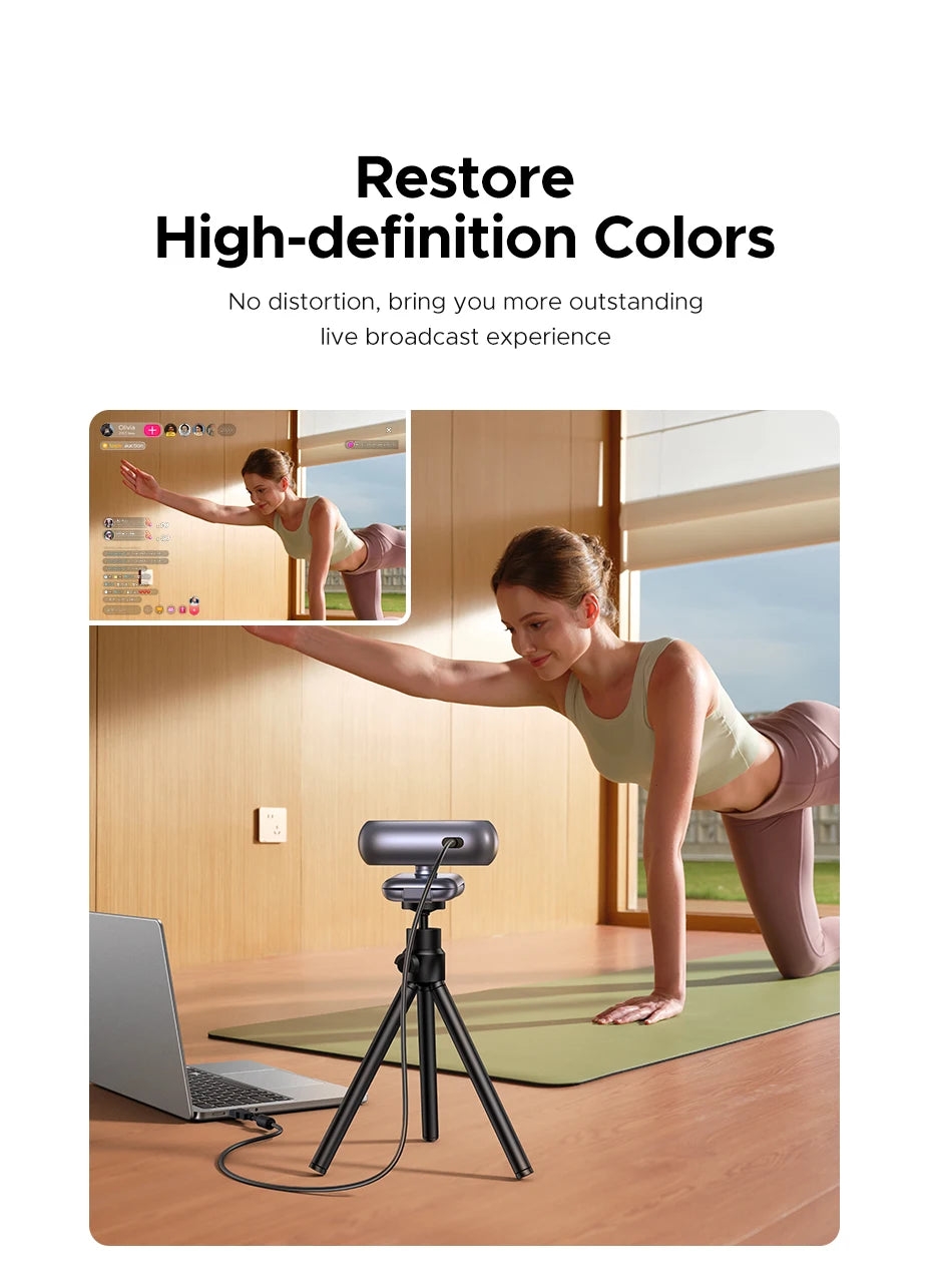 UGREEN 2K Webcam with Microphone, Full HD USB Web Camera, Adjustable FOV, Auto Light Correction, Video Webcam for Streaming