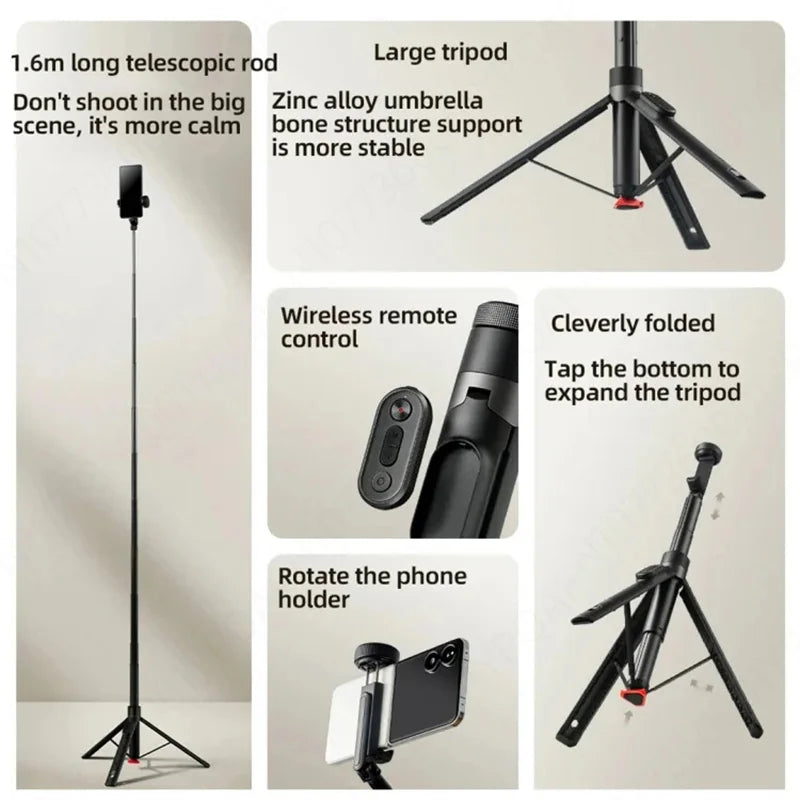 2024 Original New Xiaomi Mijia Zoom Ground Selfie Stick Bluetooth Remote Control Portable Multi-Functional Tripod