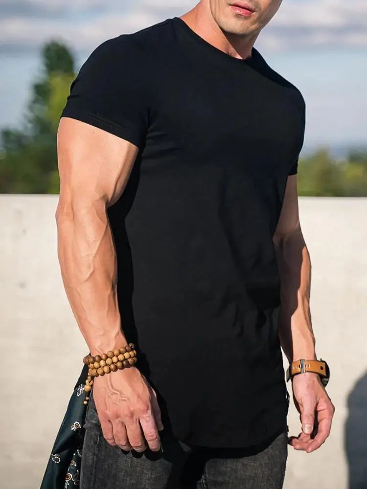 Muscle fitness T-shirts, sports training T-shirts, high-quality cotton T-shirts for men, fitness and sports T-shirts