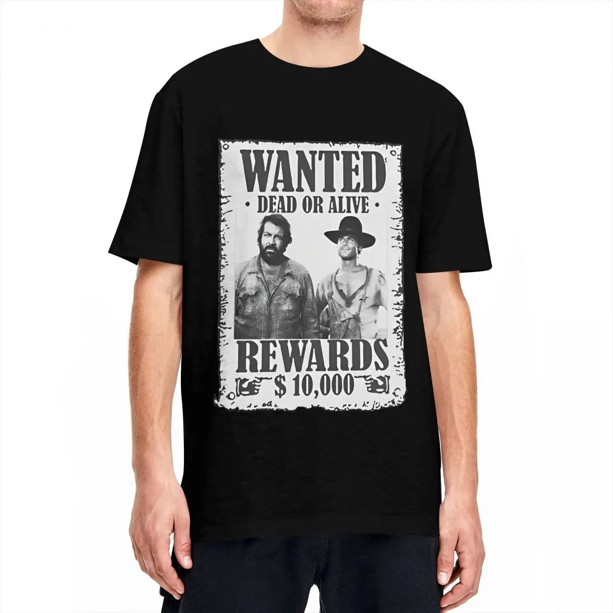 Bud Spencer Terence Hill Wanted Lo Chimavano Epic Movie T-Shirt Actor T Shirts Cotton Tshirt For Men Short Sleeves Casual Tops