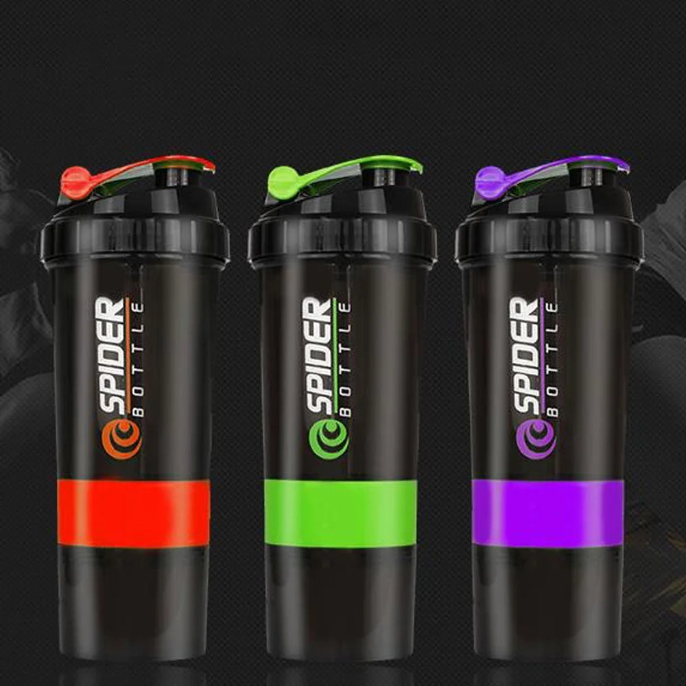 3 Layers Shaker Protein Bottle Powder Shake Cup Water Bottle Plastic Mixing Cup Body Building Exercise Bottle