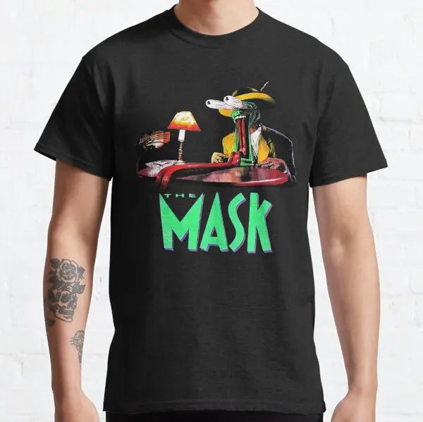 The Mask Retro Movie T Shirts for Men Pure Cotton Vintage Funny T-Shirt Jim Carrey Tee Shirt Short Sleeve Clothes Birthday Gift