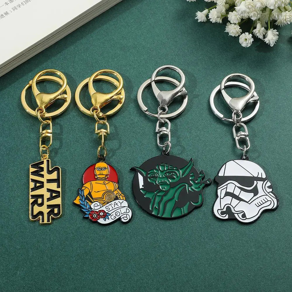 Star War Imperial Stormtrooper Keychains Yoda Anime Enamel Pendant Keyrings Robot C-3PO Metal Keyholder for Men Car Key Jewelry