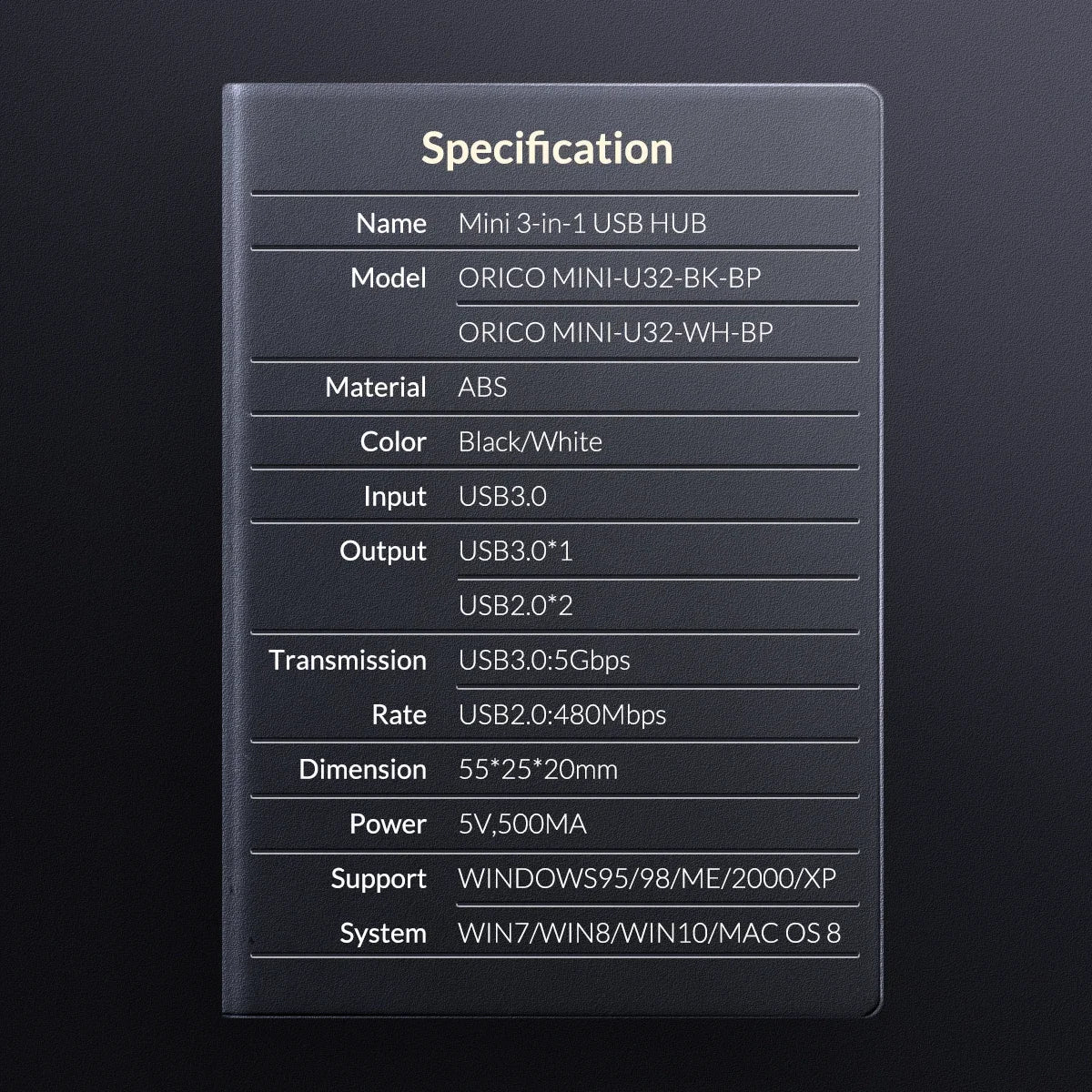 ORICO 3-in-1 USB 3.0 Mini Hub High-Speed 3-Port Splitter for Desktop Laptop - USB 2.0 Expansion Free Drive Compatible