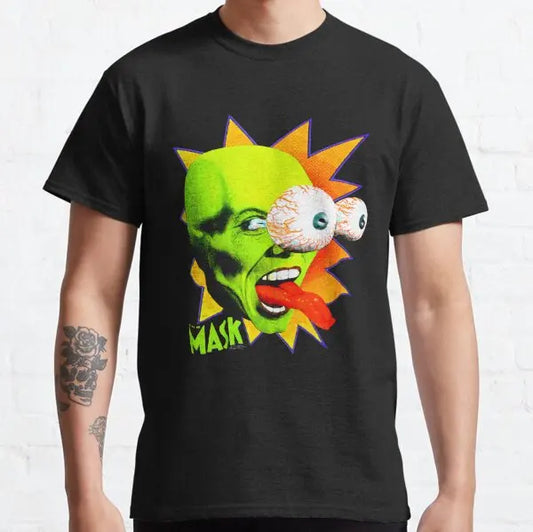 The Mask Retro Movie T Shirts for Men Pure Cotton Vintage Funny T-Shirt Jim Carrey Tee Shirt Short Sleeve Clothes Birthday Gift