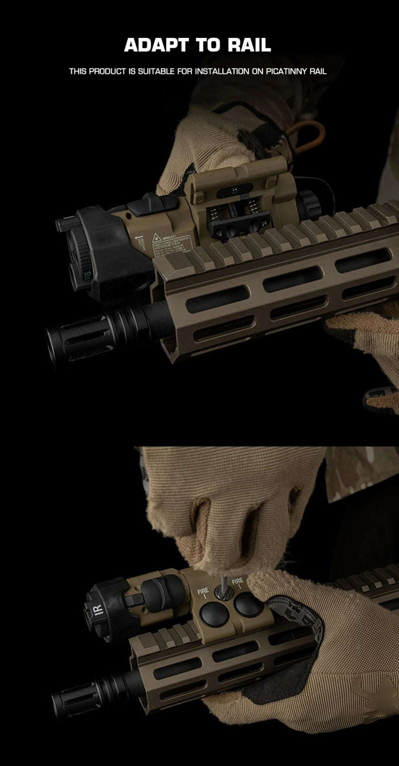 Tactical Flashlight With Red Laser, Airsoft Aiming Hunting Weapon Light IR Illumination with Dual Function Pressure Switch