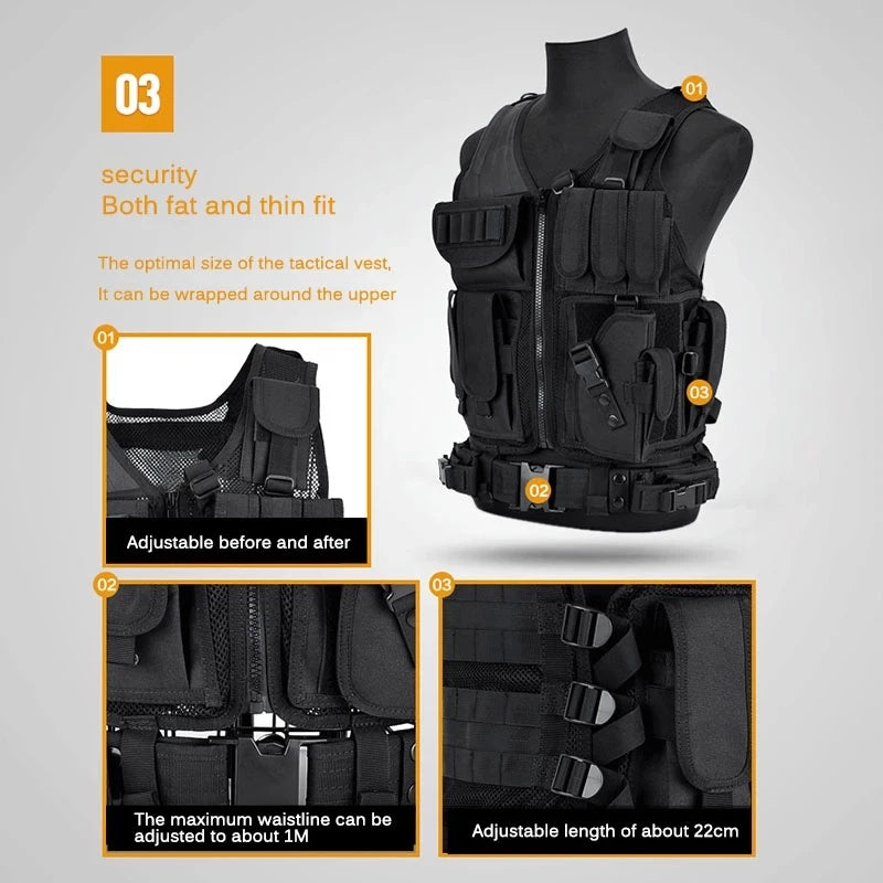 Tactical Vest for Hunting Multi-Pocket Swat Army Tactical uniform Body Armor Vests CS Game Airsoft Training Jacket