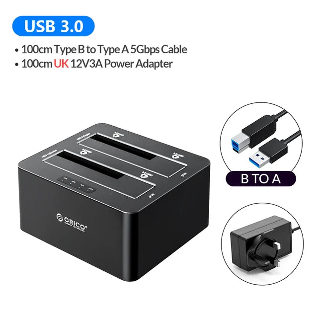 ORICO 2/4 Bay Hard Drive Docking Station with Offline Clone SATA to USB 3.0 HDD Docking Station for 2.5/3.5 inch HDD/SSD