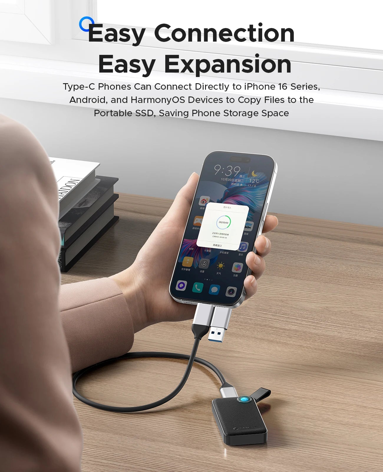 ORICO 2TB Portable SSD Up to 2000MB/s USB 3.2 Gen 2x2 Ultra-Mini Compact with 2 in 1 USB C Cable, External Solid State Drive