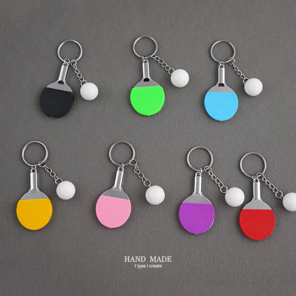 Fashion Simulation Table Tennis Keychain PVC Creative Mini Ping Pong Key Ring Backpack Pendant Car Accessories Sports Club Gift