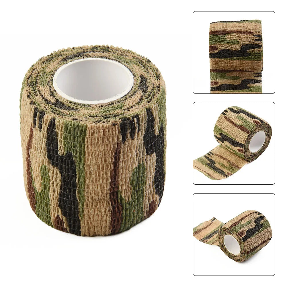 Hand Tool Camo Form Reusable Self Cling Camo Hunting Rifle Provide Insulation Fabric Tape Wrap Polyester Camouflage Equipment