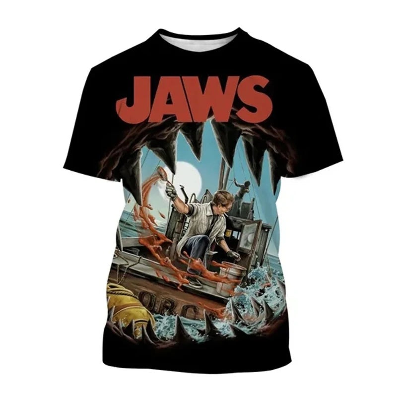 Horror Movie Jaws T-Shirts Shark 3D Printed Streetwear Men Women Fashion Oversized Short Sleeve T Shirt Kids Tees Tops Clothing