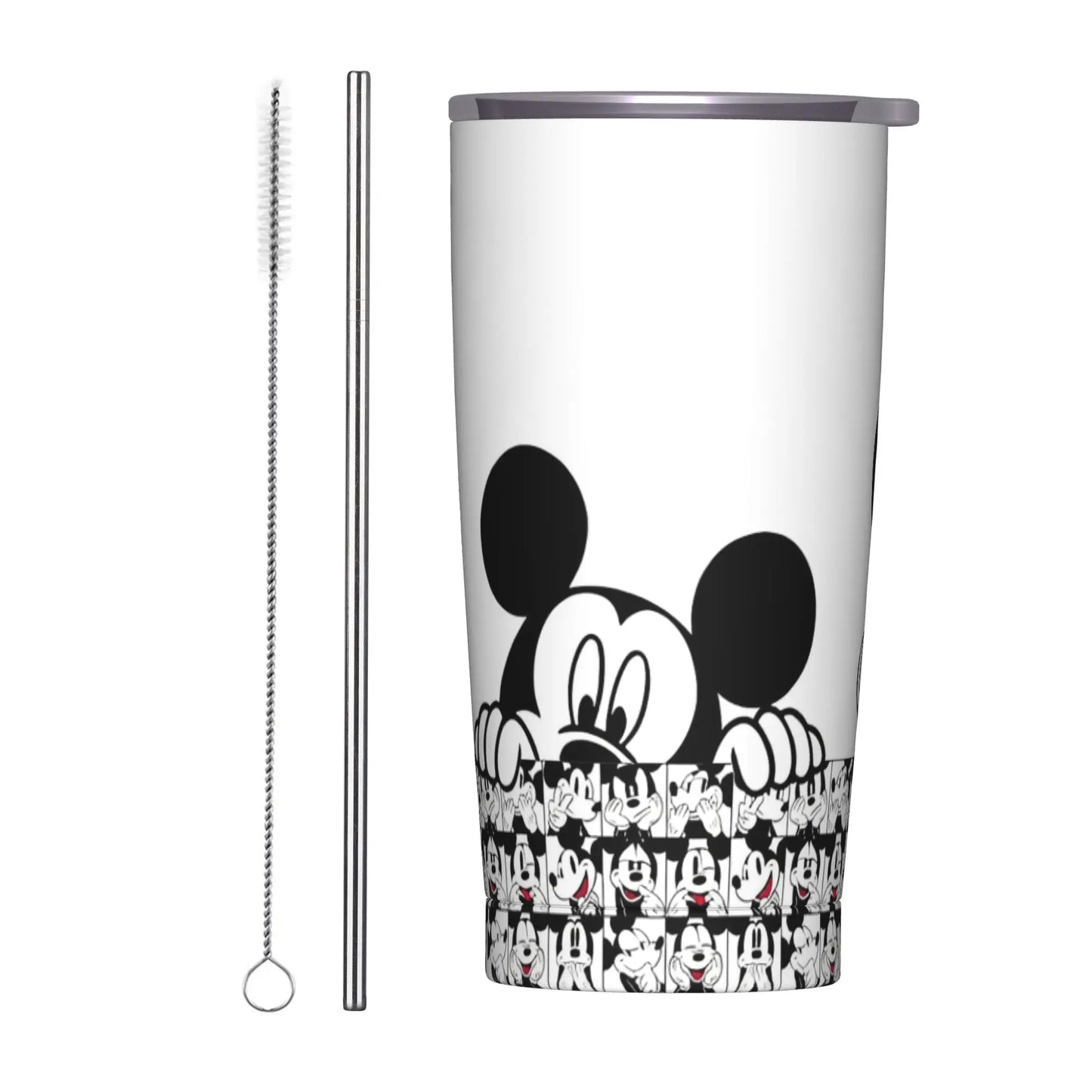 Cartoon Fantasia Mickey Tumbler Vacuum Insulated Magic Wizard Thermal Cup with Lid Straw Office Home Mugs Hot Cold Drink, 20oz