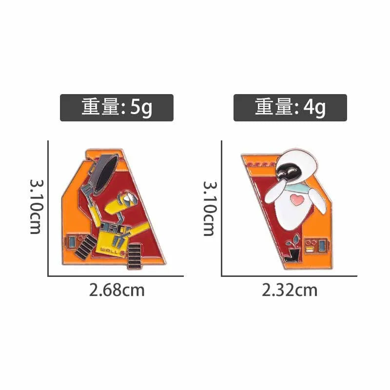 Classic Cartoon Movie Walle Eve Robot Enamel Pins for Backpack Bag Metal Brooch Badges Gifts for Fans Collection