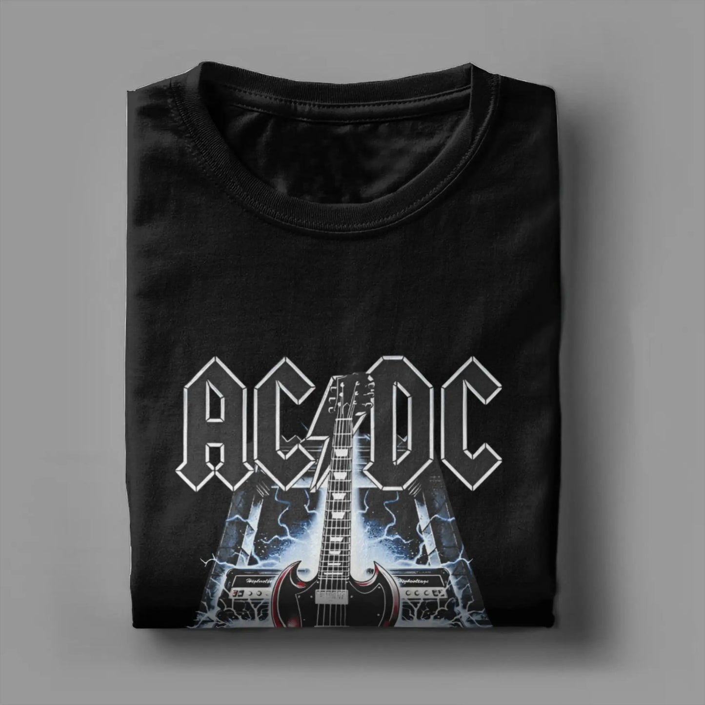 Casual Rock Band ACDC T-Shirt Men Crew Neck Cotton T Shirt  Short Sleeve Tee Shirt Big Size Tops