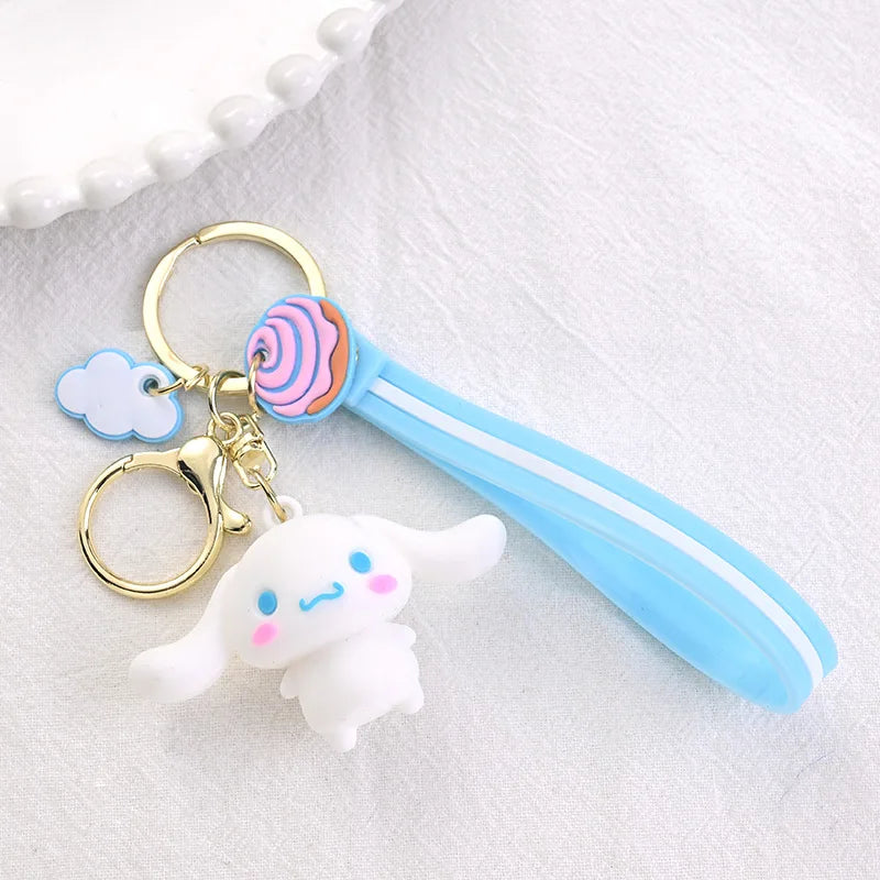 Cute Keychain Kawaii Anime Keychain, Hello Kitty, My Melody,Kuromi,Keroppi, Badtz-Maru, Cinnamoroll, Pompompurin
