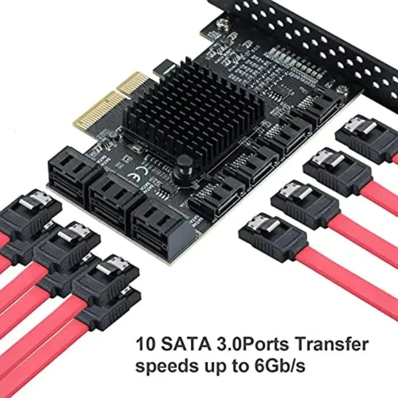 PCIe SATA Card 6/10 Port 6Gbps SATA 3.0 PCIe Card,Support 10 SATA 3.0 Devices, Built-in Adapter Converter For Desktop PC