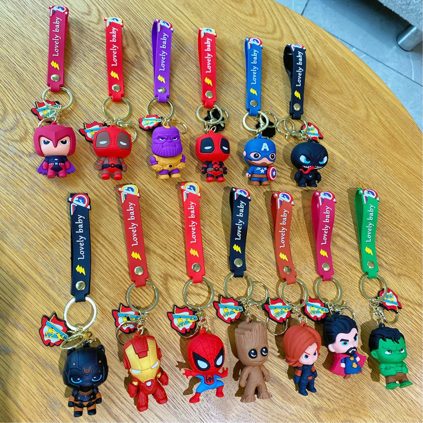 Q Version of The Marvel Series Keychain Cartoon Creative Spider-Man Doll Key Ring Schoolbag Car Key Chain Pendant Student Gifts