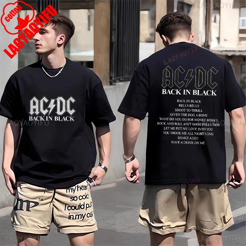 ACDC PWR UP TOUR 2024 Print Shirt Classic Patterned Shirt From 1979 Hip Hop Trend Tee Shors Sleeve Men's T-shirt 100% Cotton