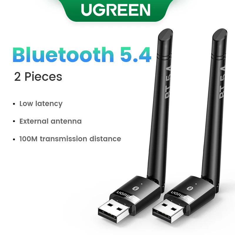 UGREEN 2 in 1 USB Bluetooth 5.4 Dongle Adapter for PC Speaker Wireless Mouse Music Audio Receiver Transmitter Bluetooth 5.0